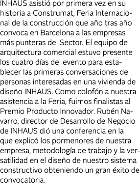 INHAUS asisti  por primera vez en su historia a Construmat, Feria Internacional de la construcci n que a o tras a o c   