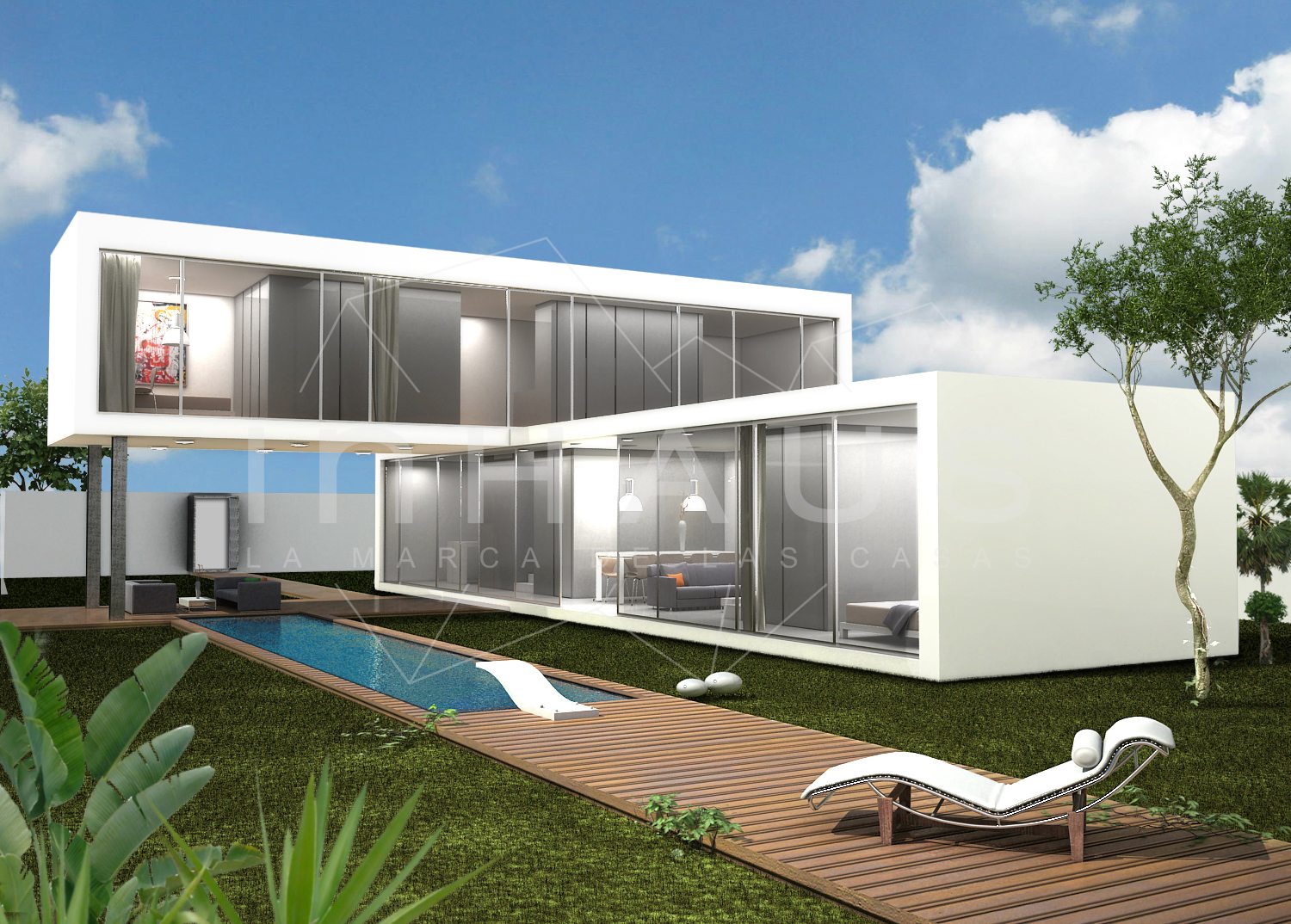 Casa modular barcelona de dise o moderno inhaus for Casa moderna jardines
