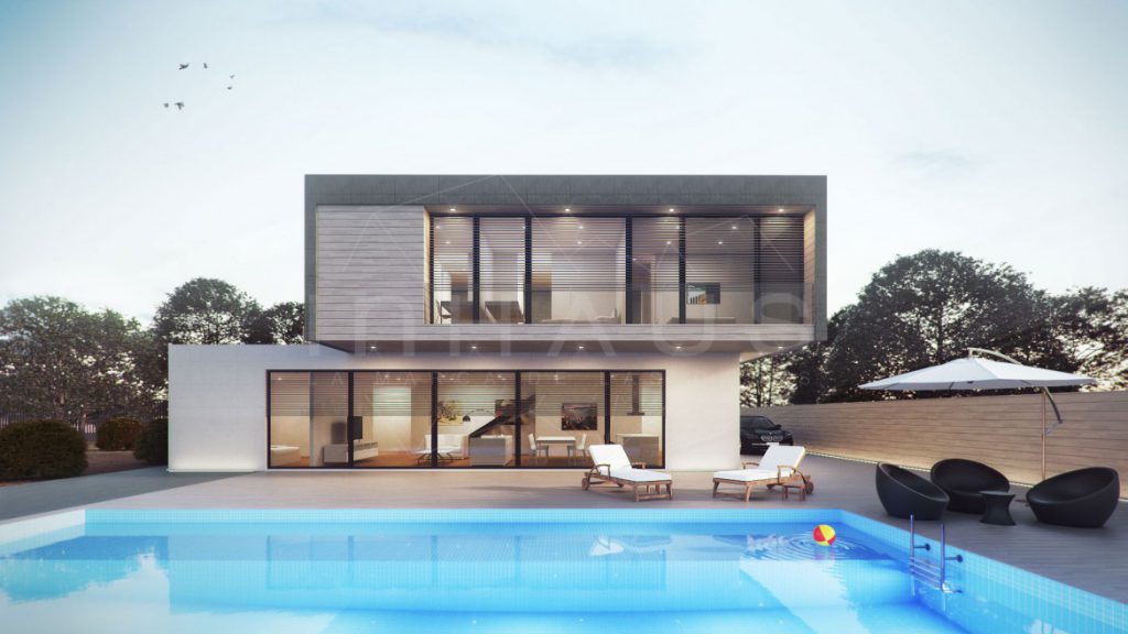 casa prefabricada de hormigon diseno 2.245 Godella fachada minimalista