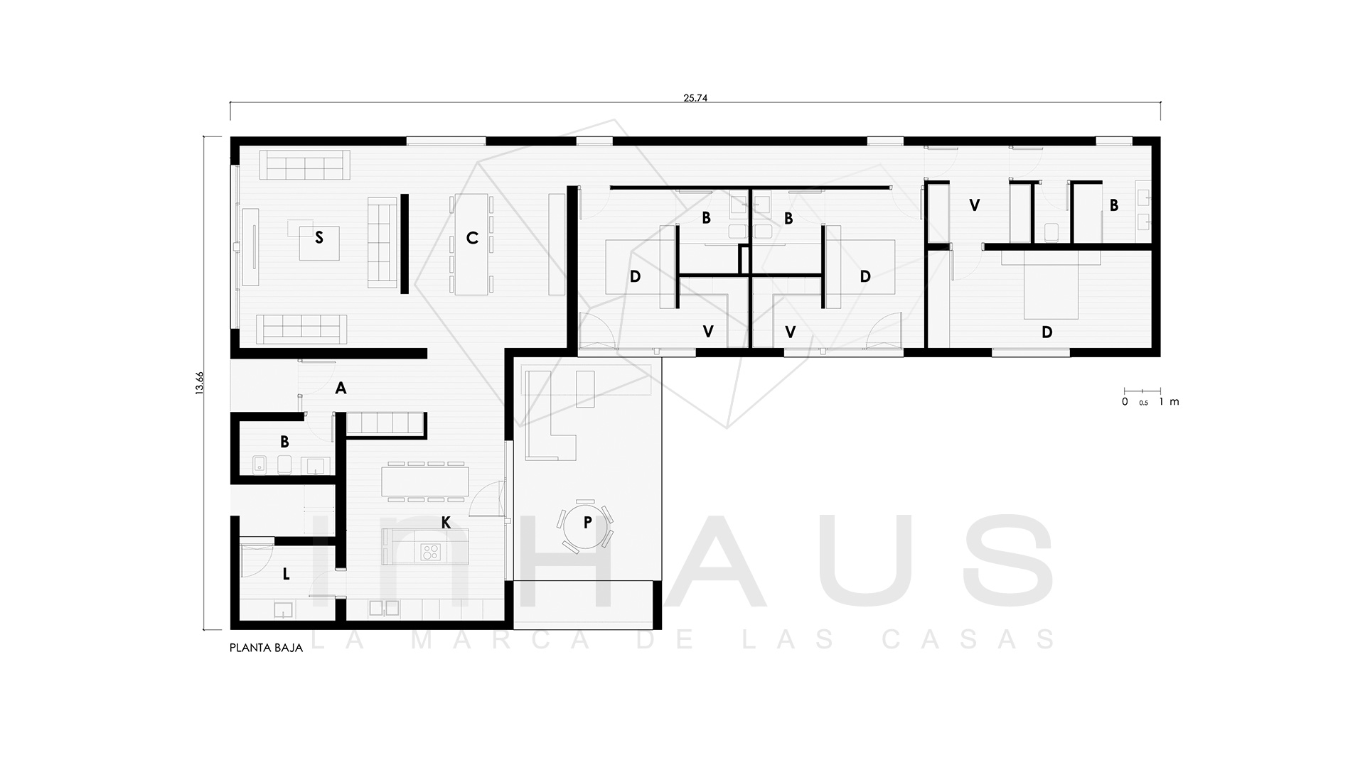 Casa prefabricada de diseño modelo Saona 3D 1P  - inHAUS