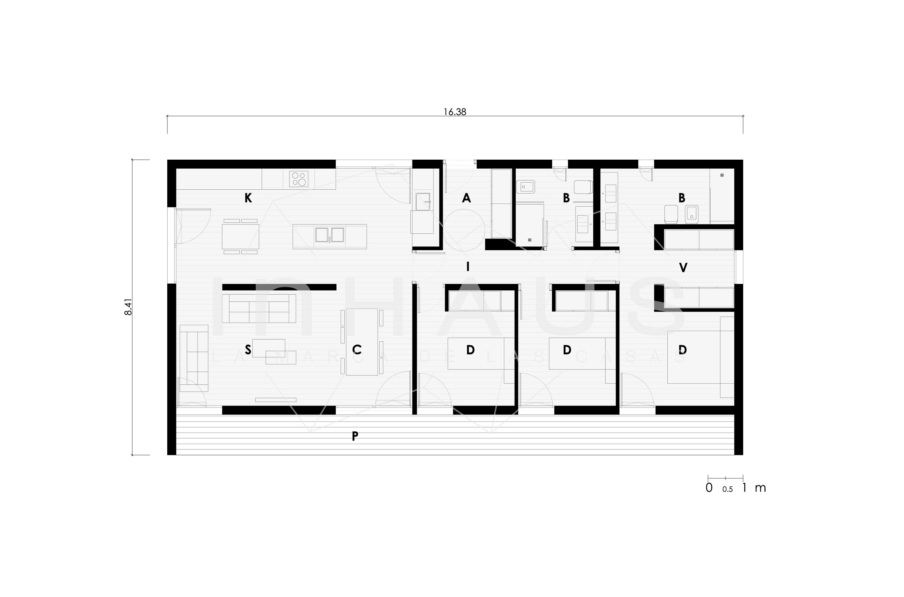 Planta modelo Tarifa de casas modulares inHAUS