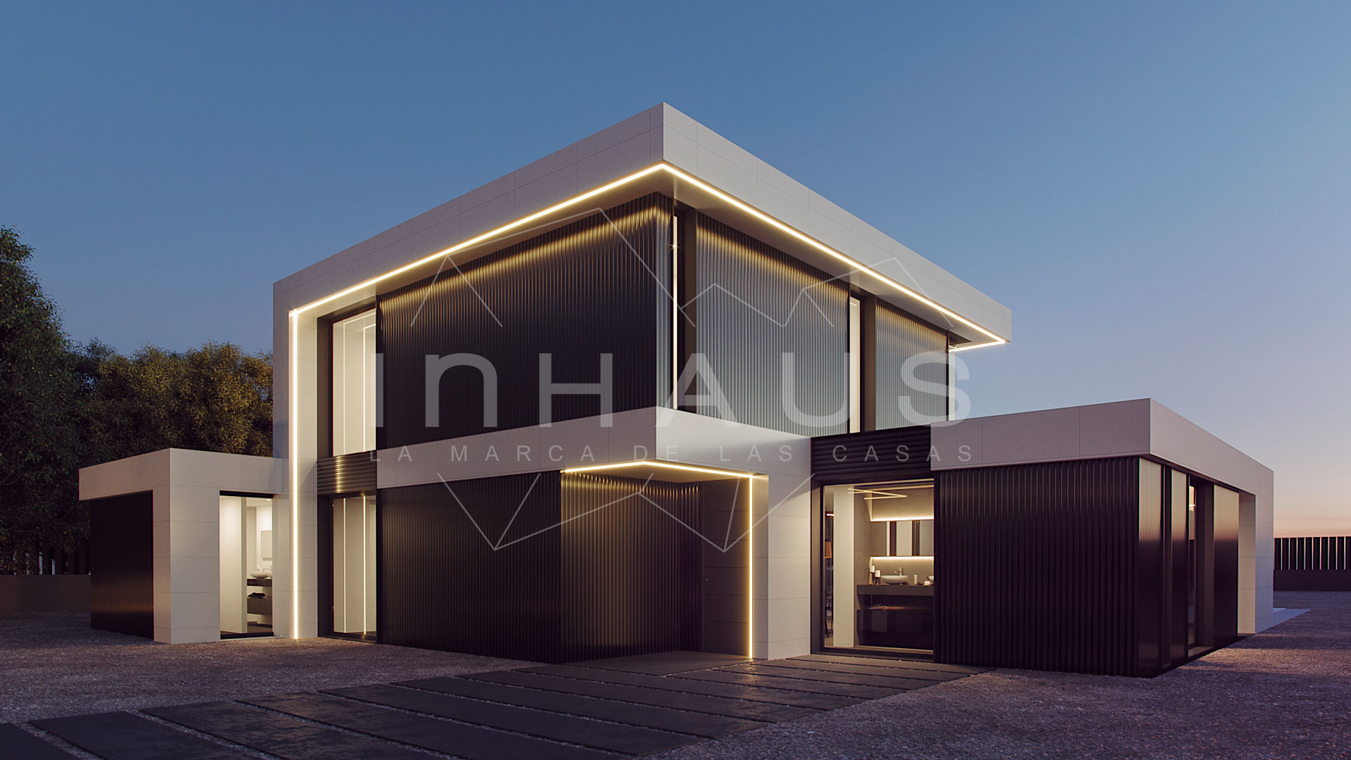Casa prefabricada de hormigón modelo Alella 3D 2P 2.255 - inHAUS