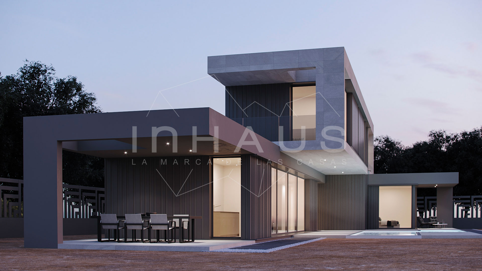 Casa prefabricada de hormigón modelo Alella 3D 2P 2.255 - inHAUS