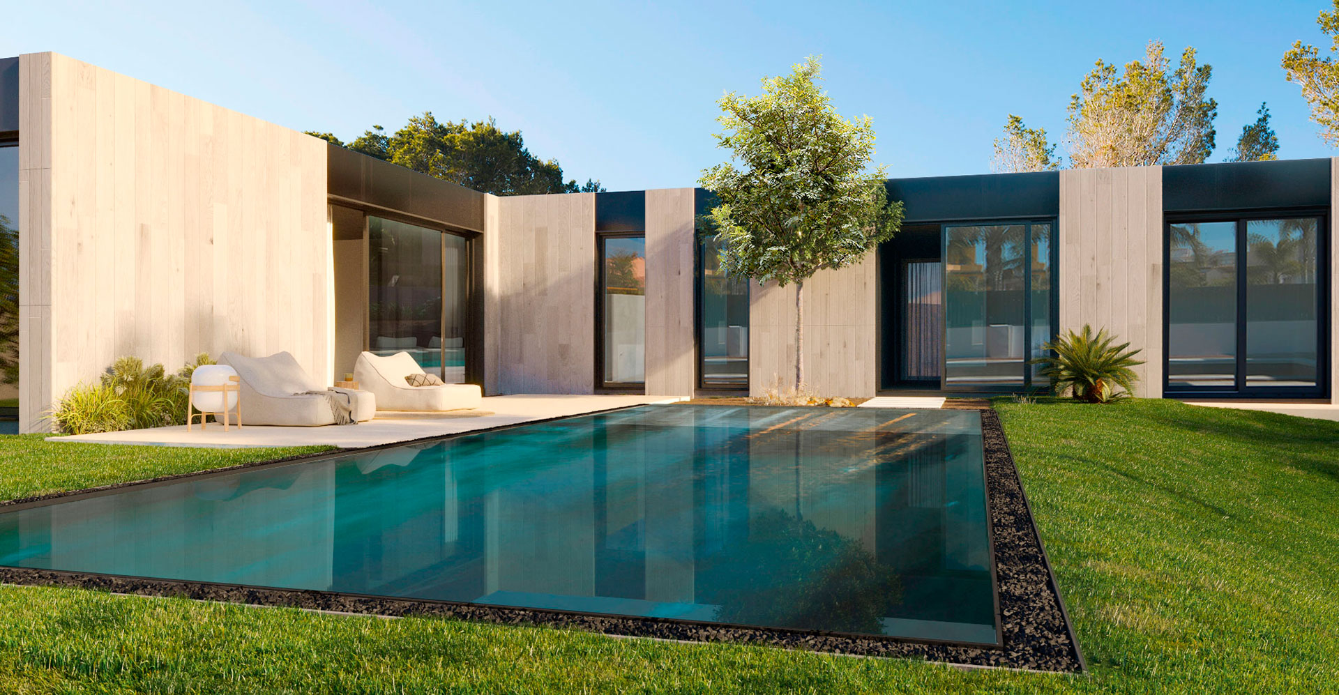 Casa prefabricada con piscina inHAUS