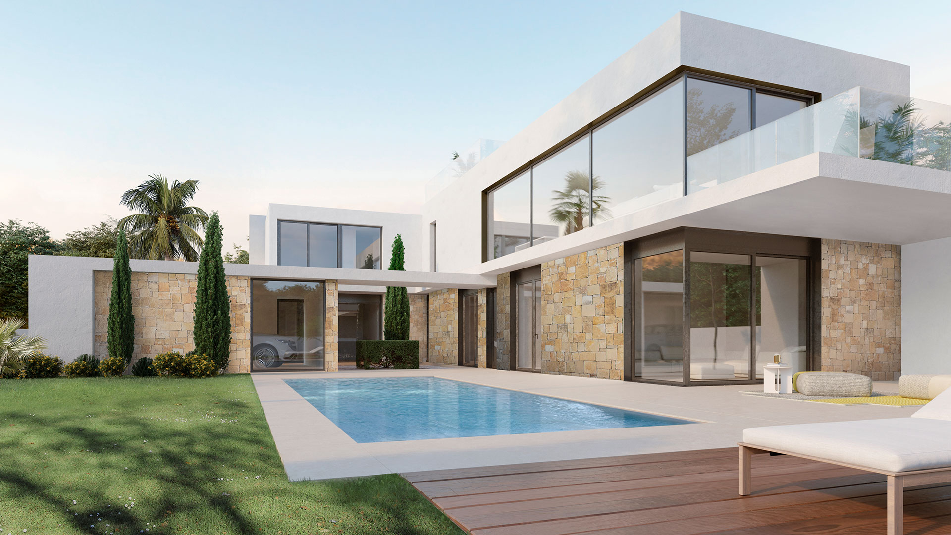 Casa modular moderna con piscina