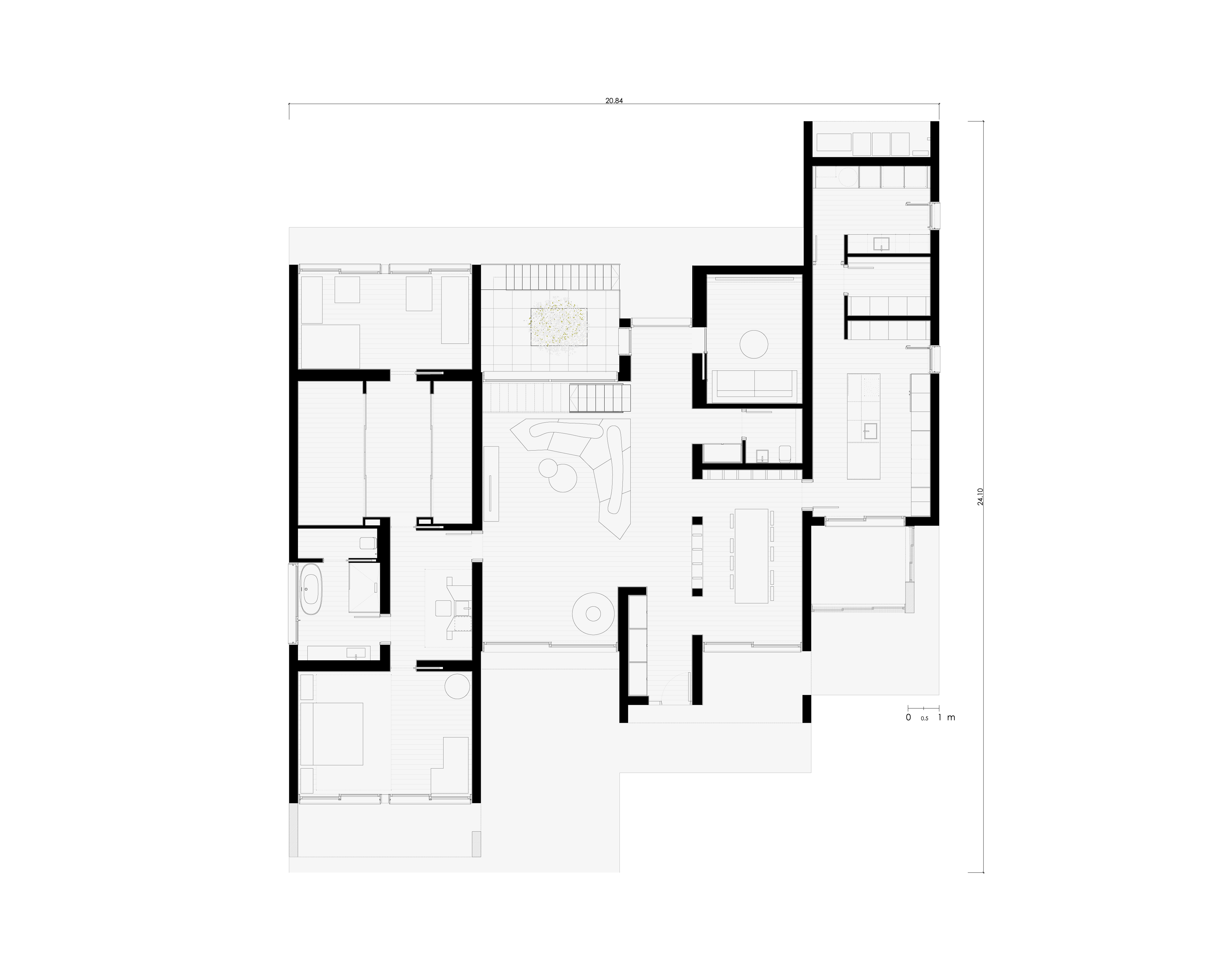 Casa modular de estilo arquitectónico moderno - Plano planta baja