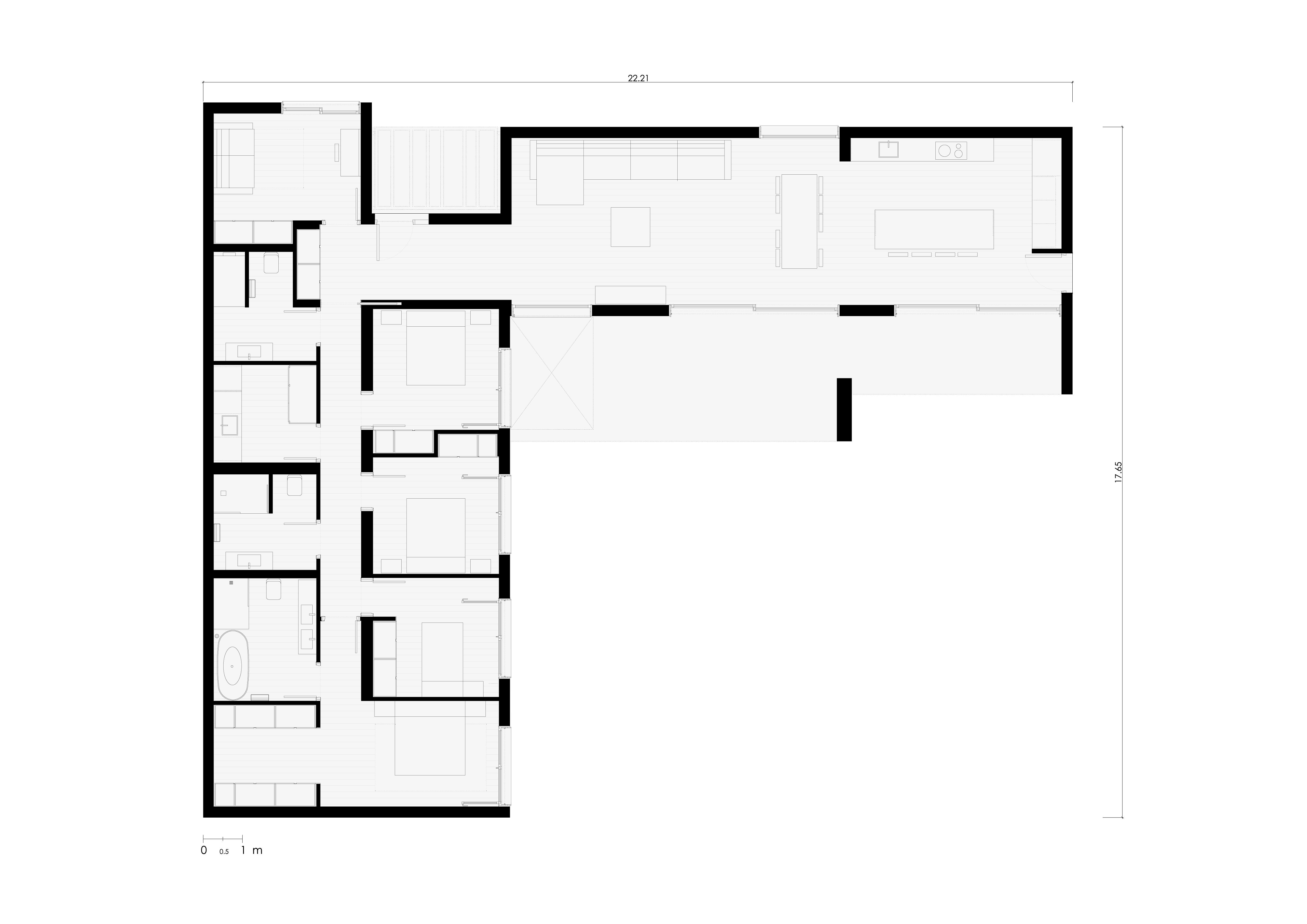 Plano planta baja de una casa prefabricada en Valencia