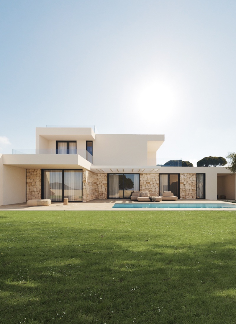 Render casa prefabricada para promoción en Ibiza