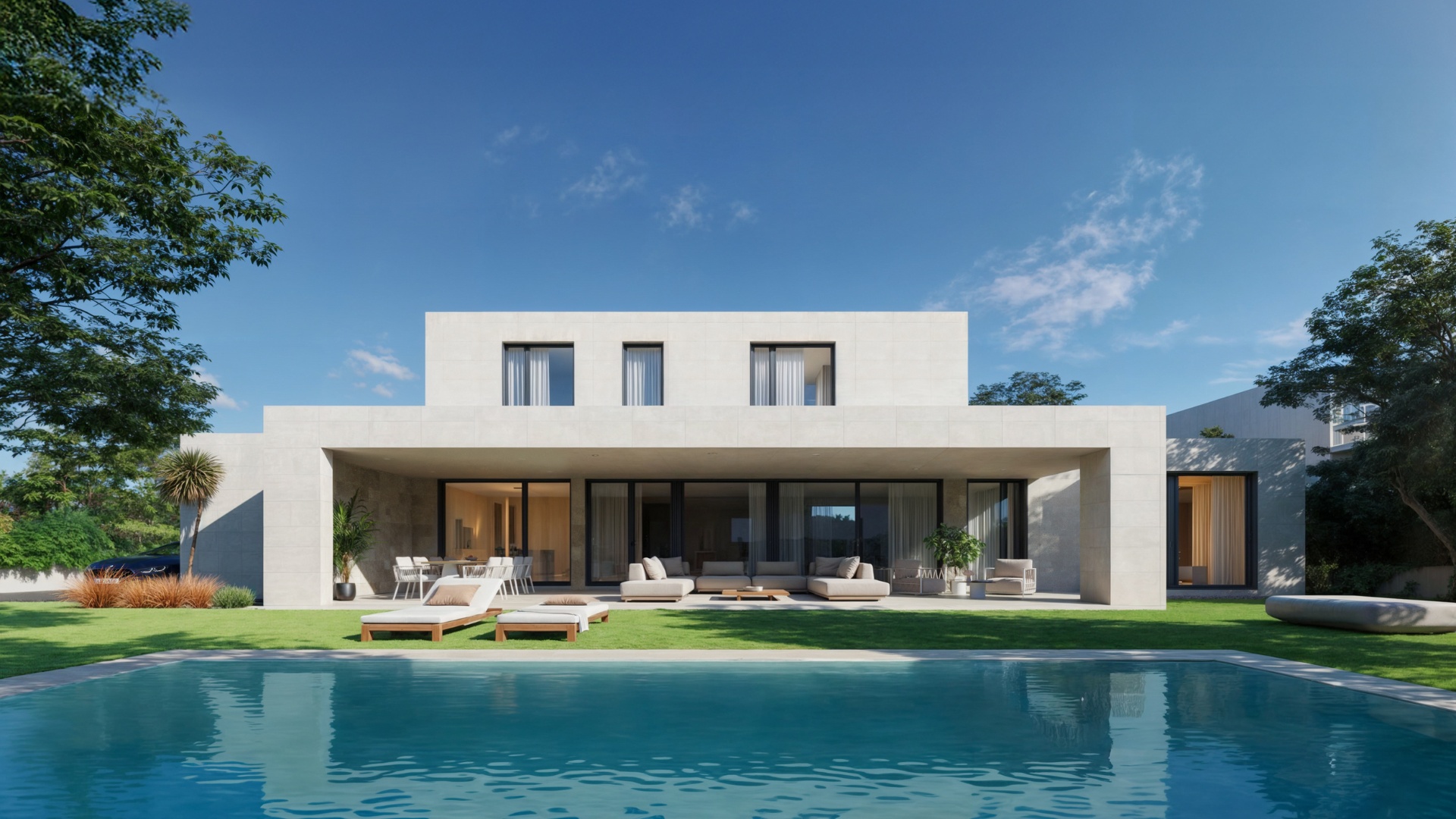 Casa industrializada en Barcelona fachada ventilada con porcelánico