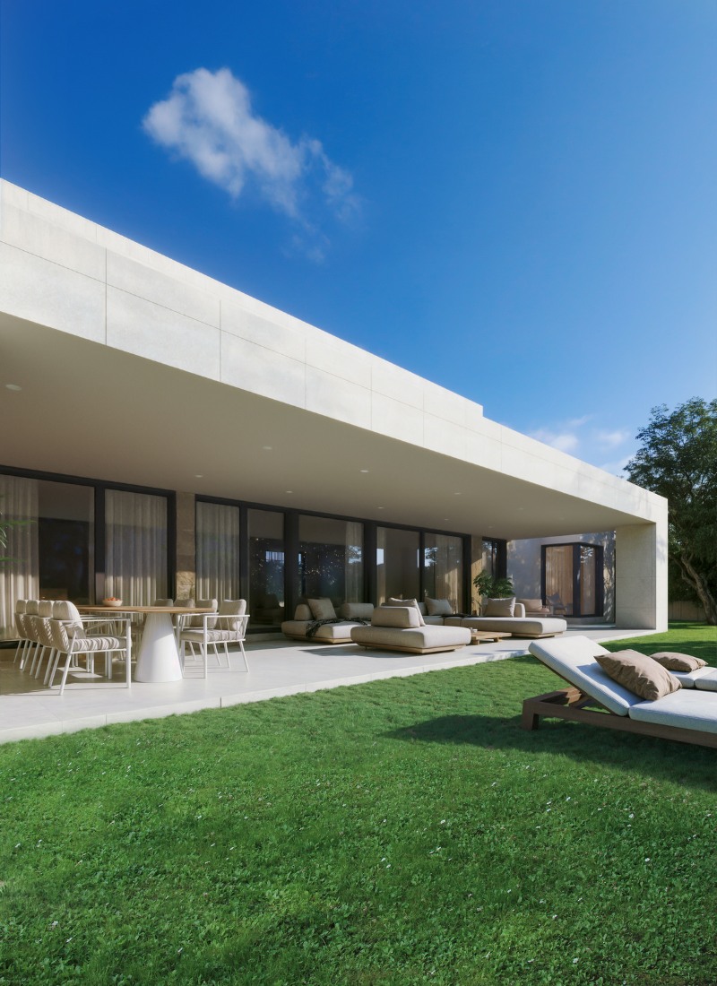 Casa industrializada en Barcelona con gran porche en voladizo