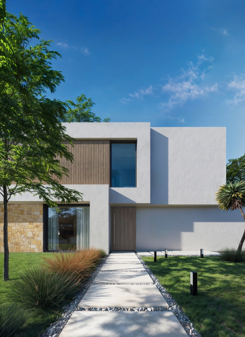 Urbanismo de casa modular estilo mediterráneo