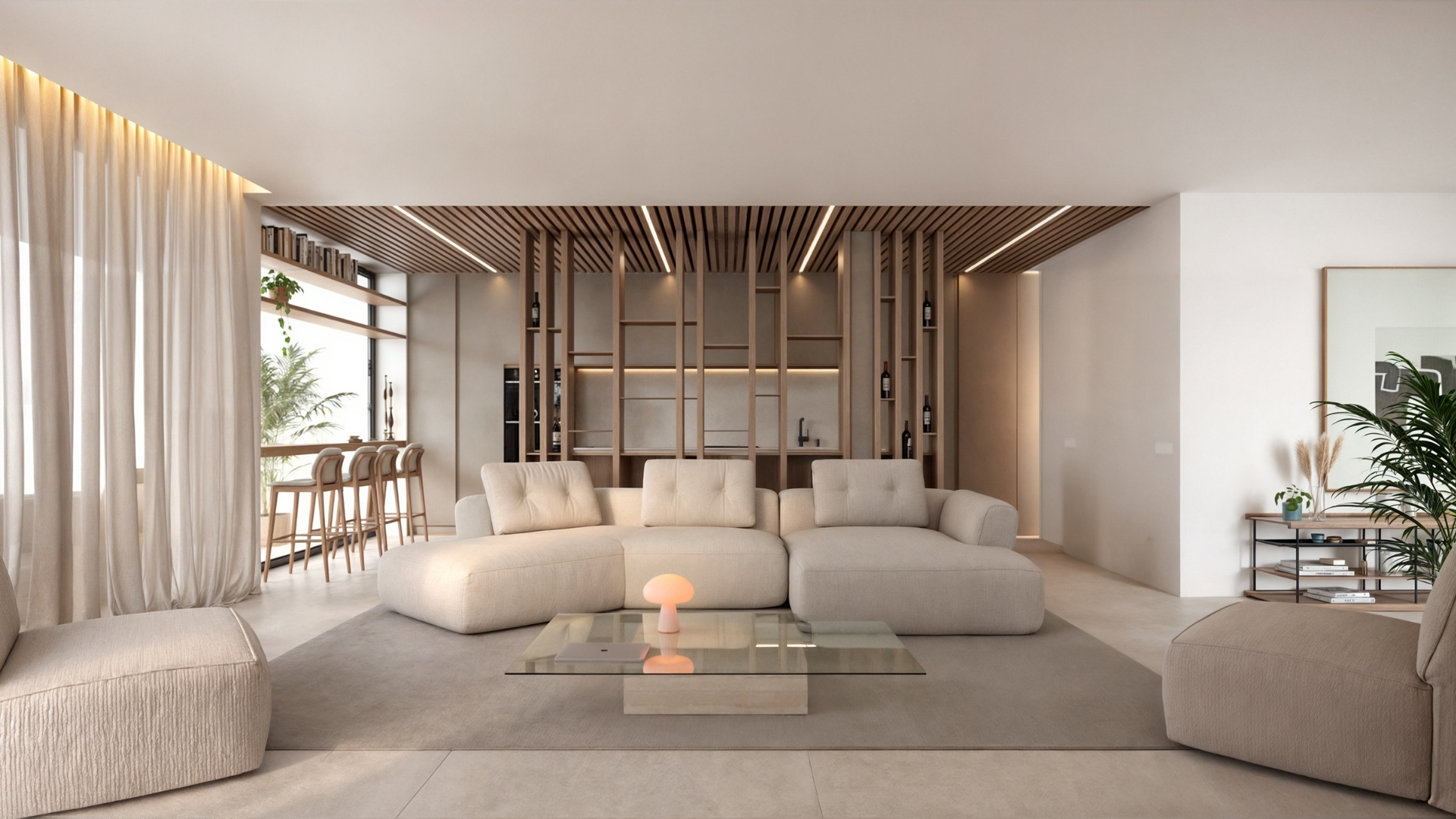 Interiorismo salon comedor en casa modular en Valencia