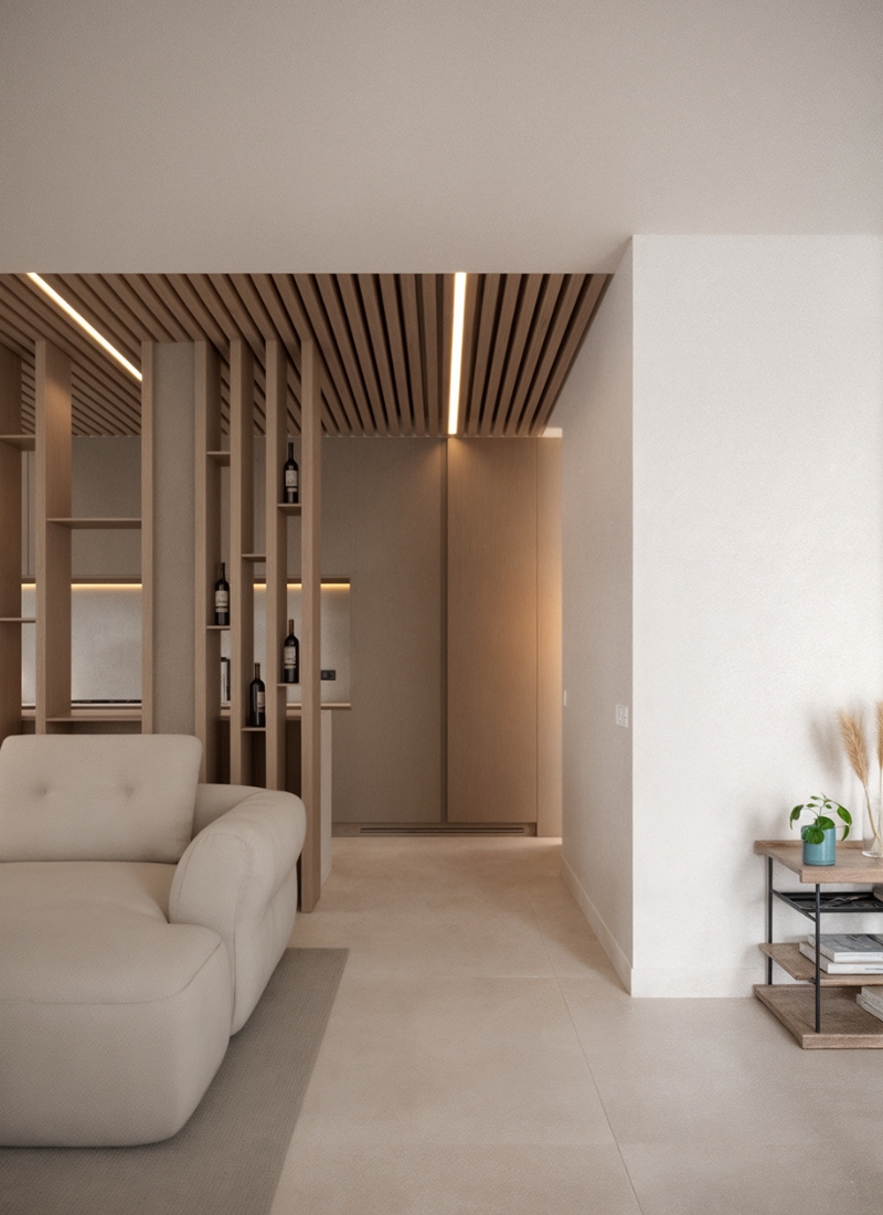 Salón comedor de la casa modular en Valencia