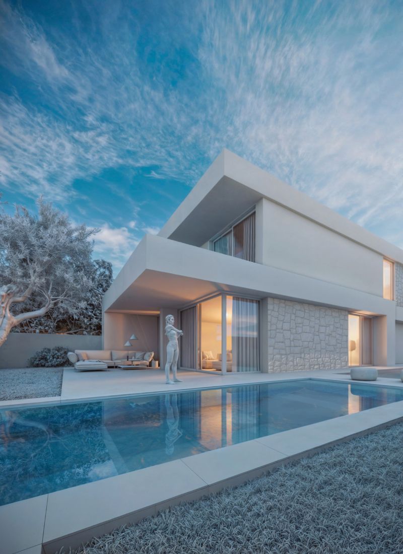 Maqueta vista exterior casa modular en valencia