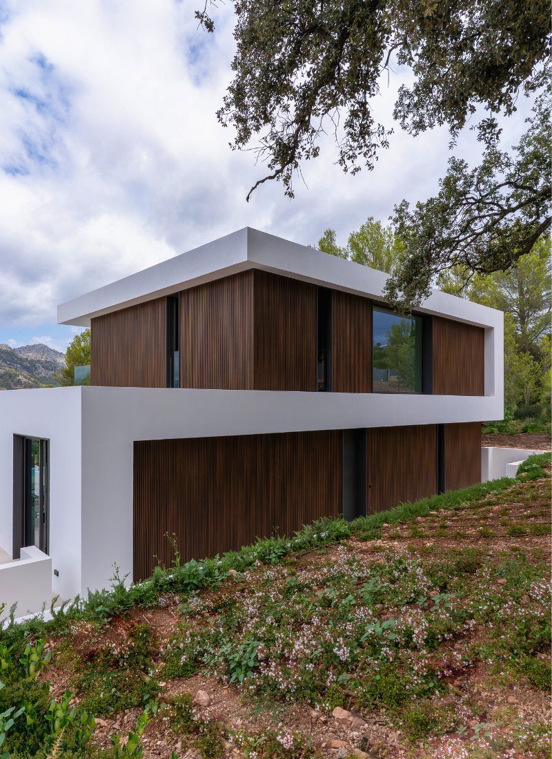 Fachada madera tecnológica