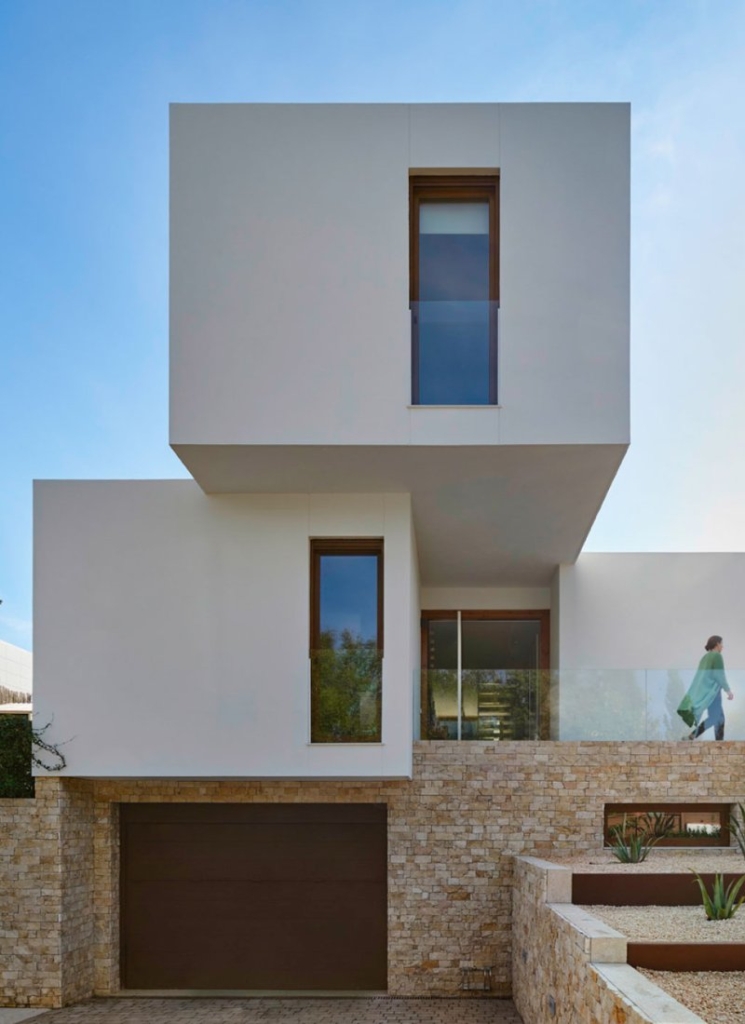 Fachada monocapa piedra