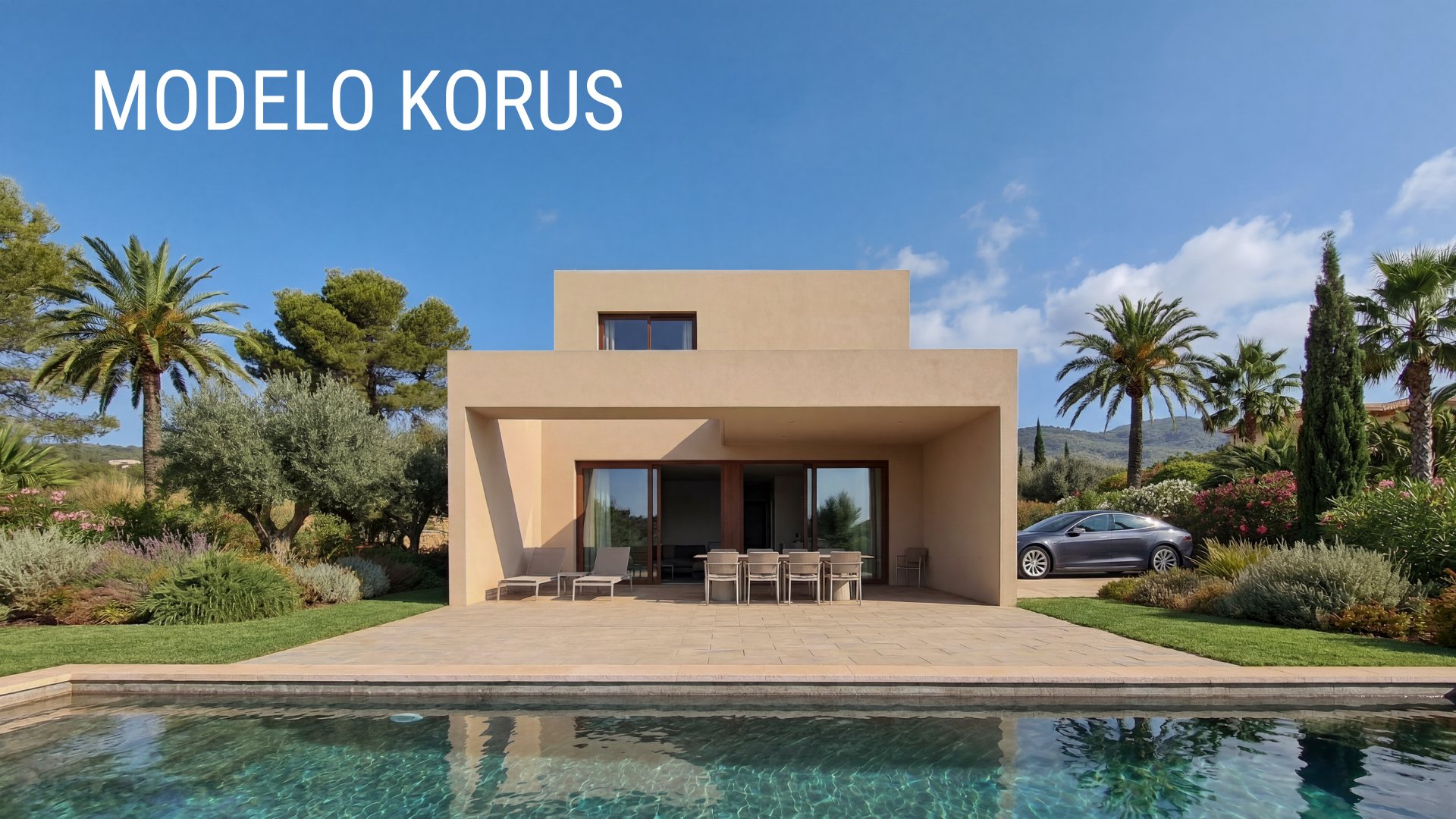 Modelo KORUS casa modular piscina porche