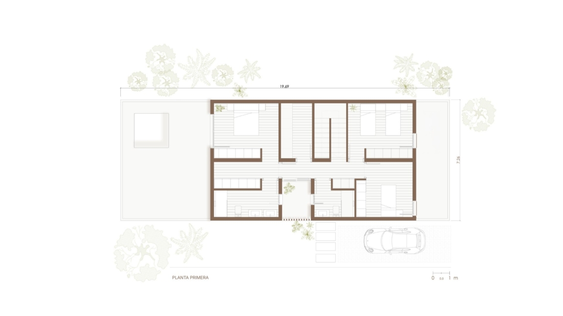 Modelo KORUS casa modular planta primera