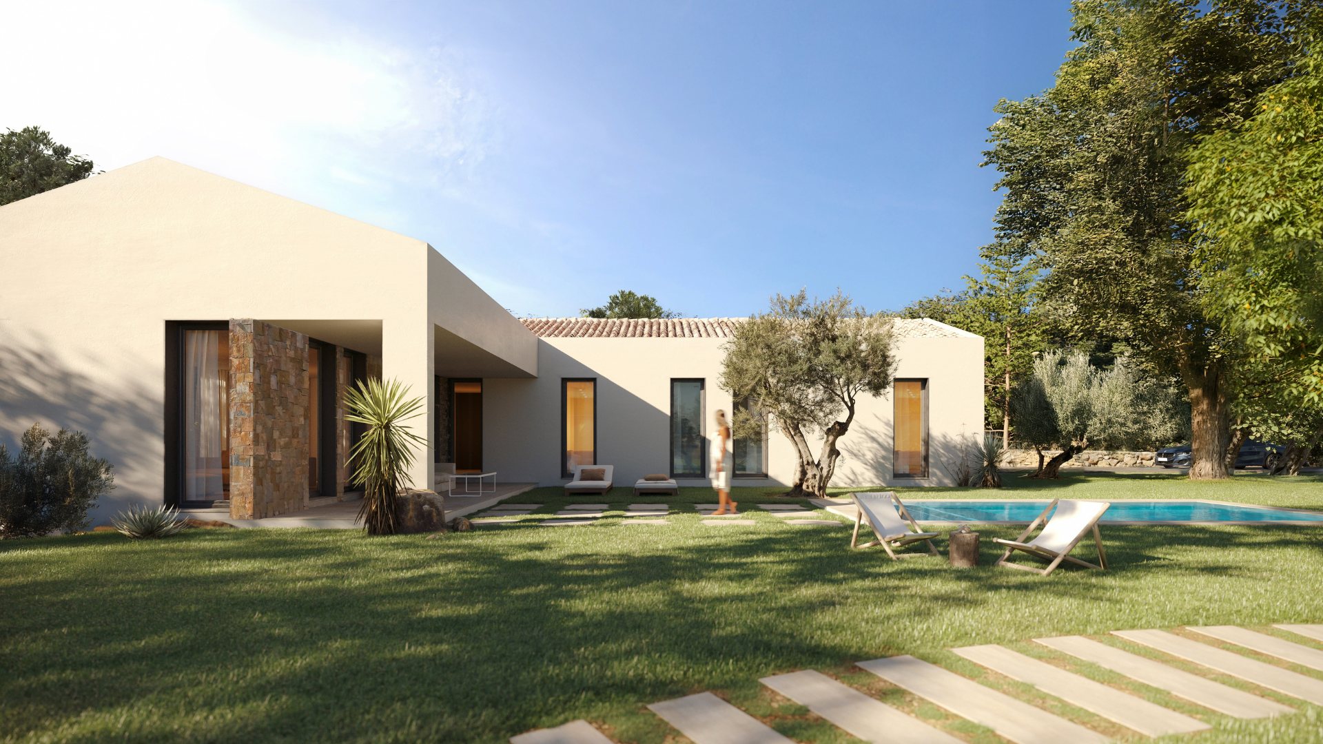 Casa modular rústica cubierta inclinada Mallorca
