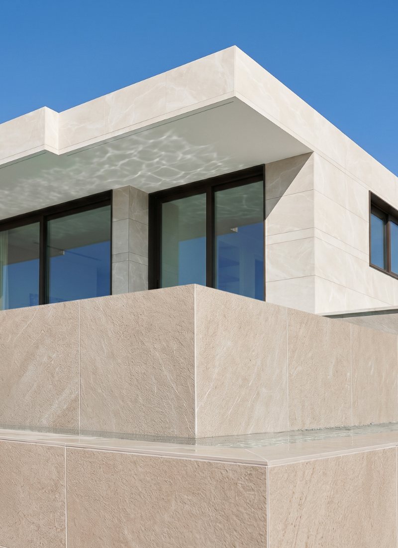 Casa modular fachada porcelánico Barcelona