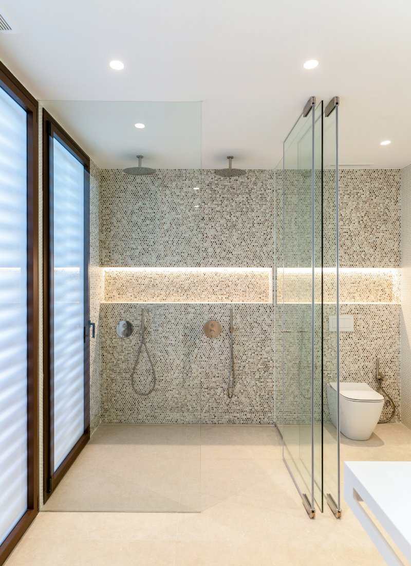 Ducha integrada vivienda modular alta gama Benicasim inhaus