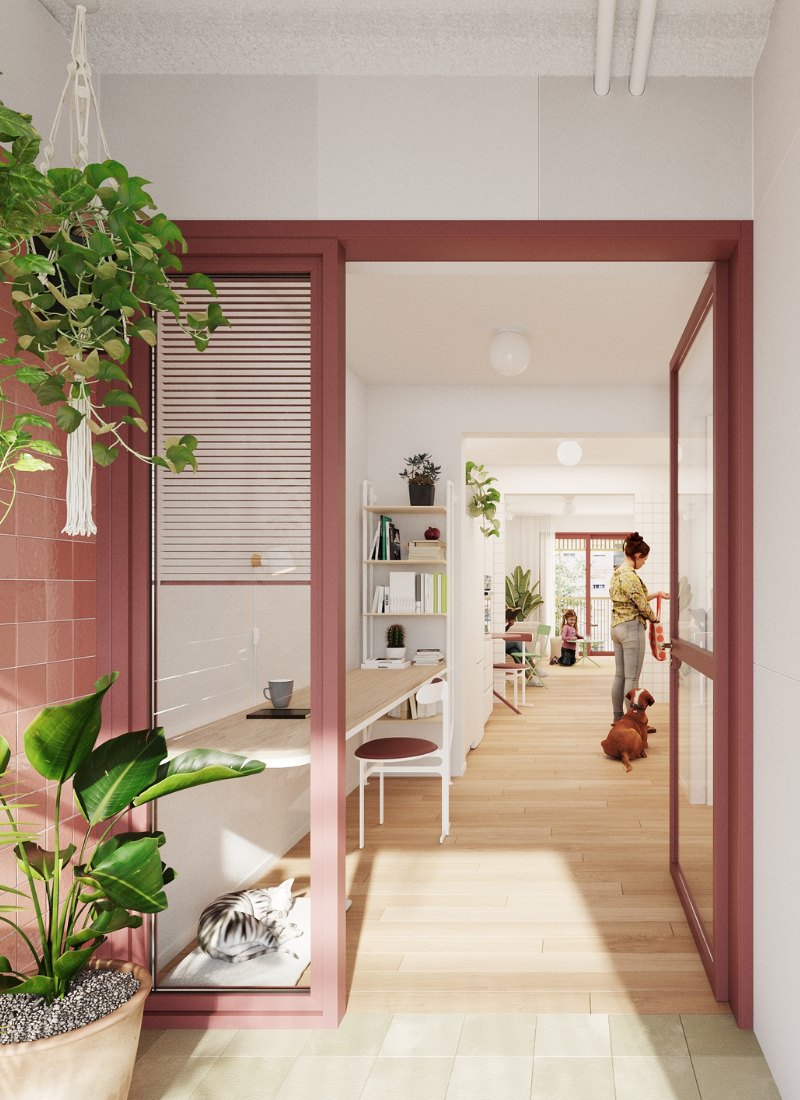 Puerta acceso vivienda Albal propuesta DANA inHAUS