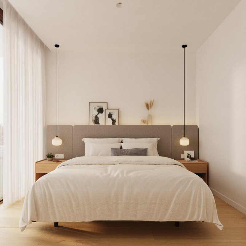 Render interiorismo habitación casa modular