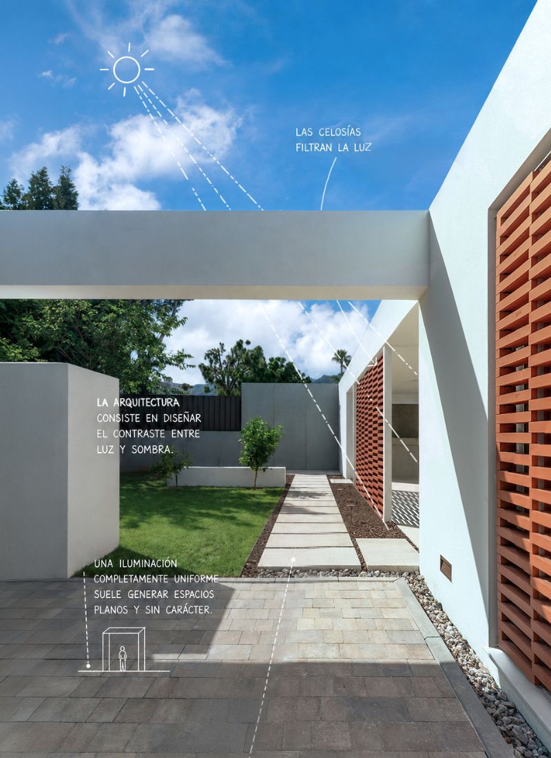 Celosías permiten proyectar sombras vivienda