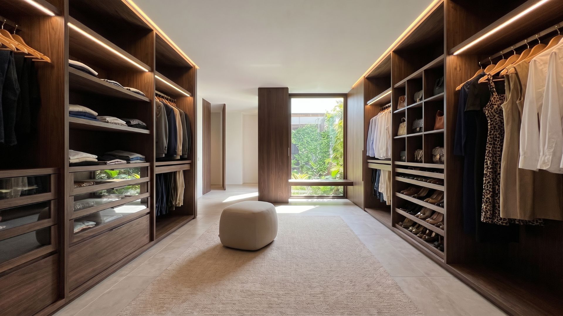 Vestidor premium madera nogal villa lujo modular