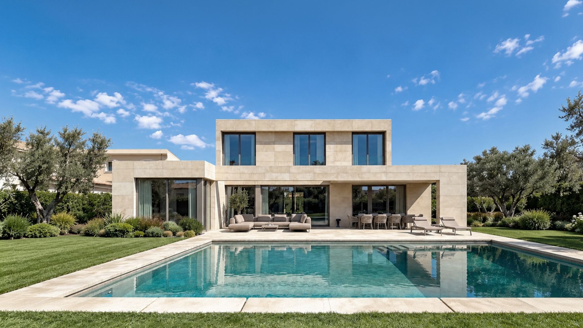 Casa industrializada con sótano y gran piscina en Málaga