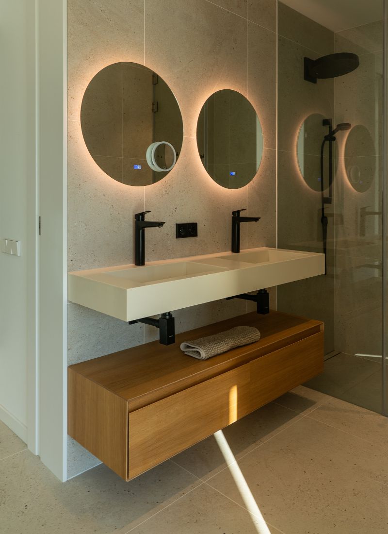 Doble lavabo de casa modular en el País vasco
