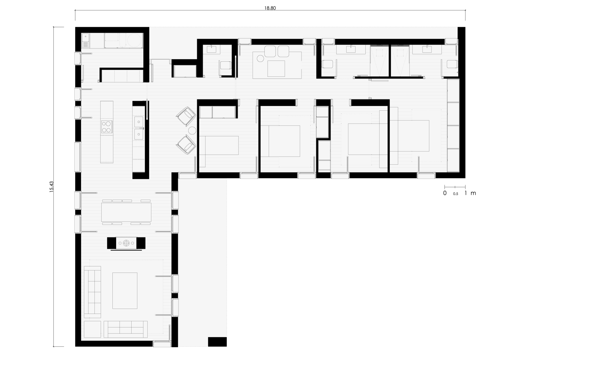 Planta baja casa modular rústica contemporánea Mallorca | inHAUS